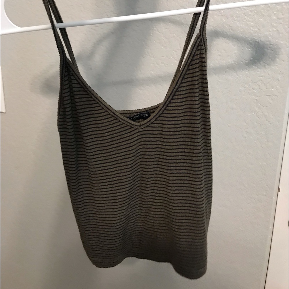Brandy Melville stripped army green tank